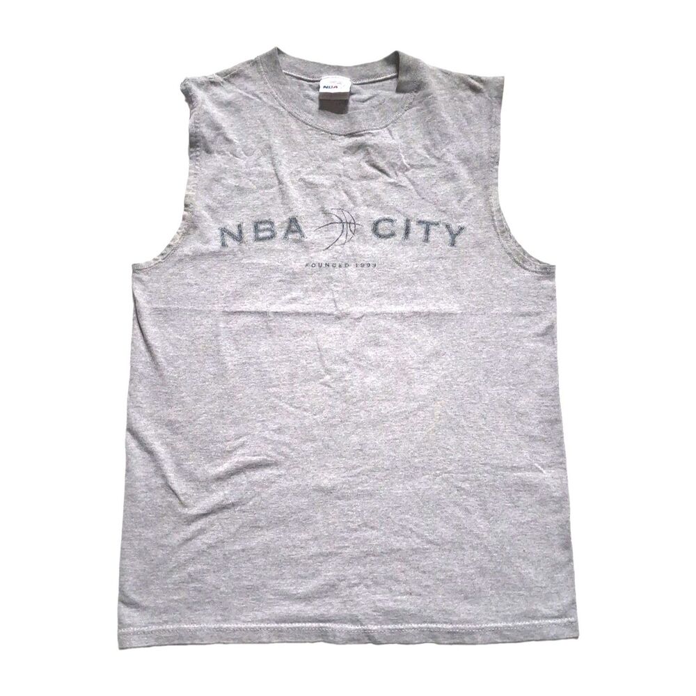 Vintage City Tank Top Mens 1997 Gray Basketball Activewear Graphic Shirt Medium